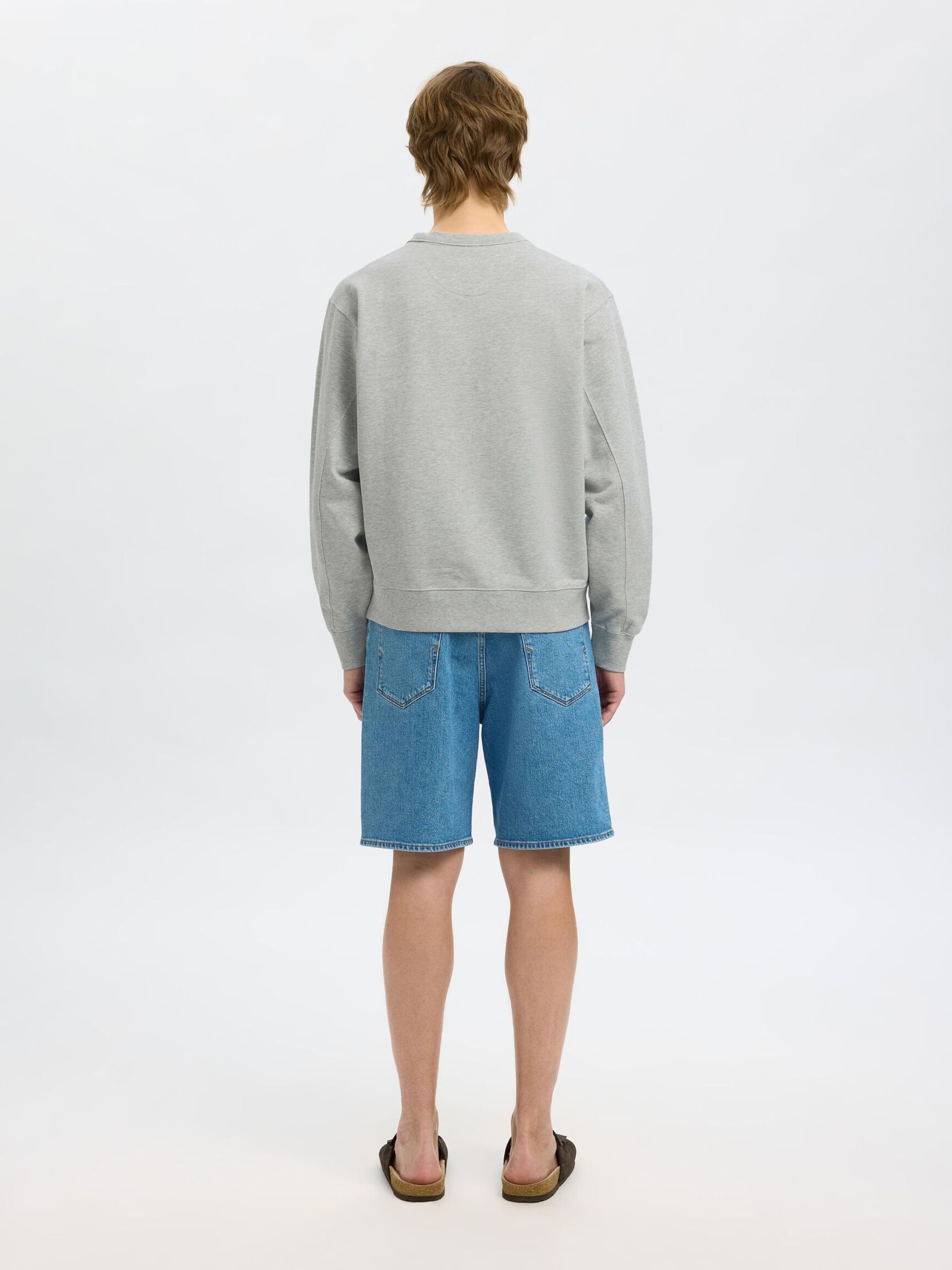 100% BAUMWOLL SWEATSHIRT, Light Grey Melange, highres