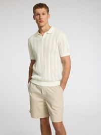 100% BAUMWOLL POLOHEMD AUS STRICK, Egret, highres