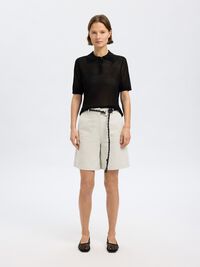 SHORT SLEEVED KNITTED POLO SHIRT, Black, highres
