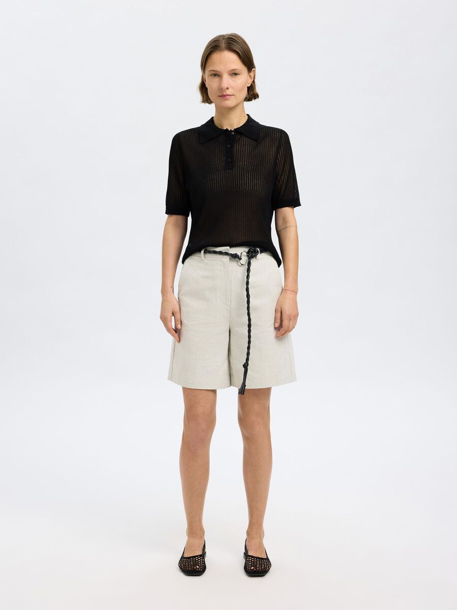 Selected KURZARM POLOHEMD AUS STRICK, Black, highres - 16097552_Black_005.jpg