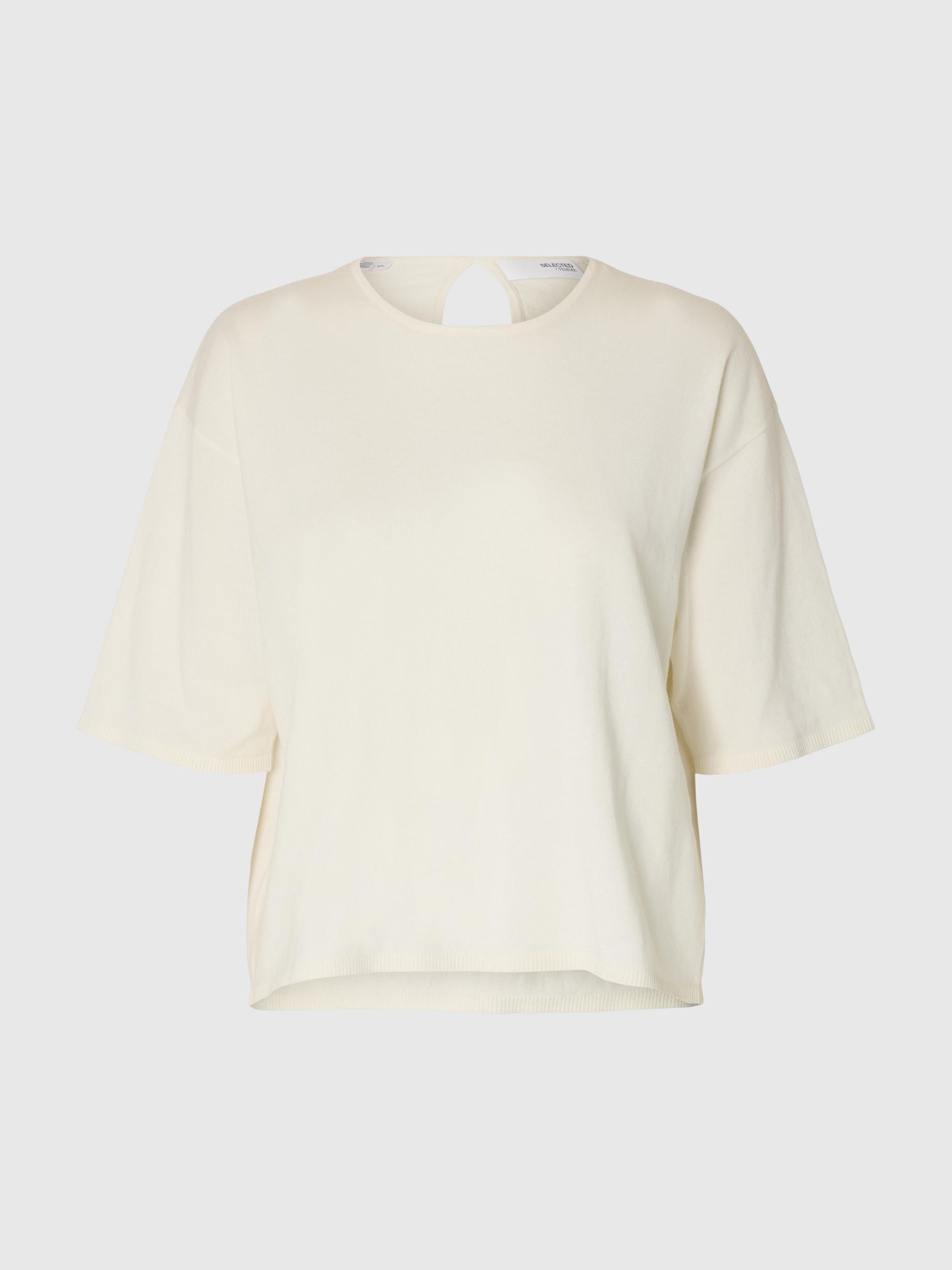 COTTON 2/4 SLEEVED BLOUSE, Snow White, highres