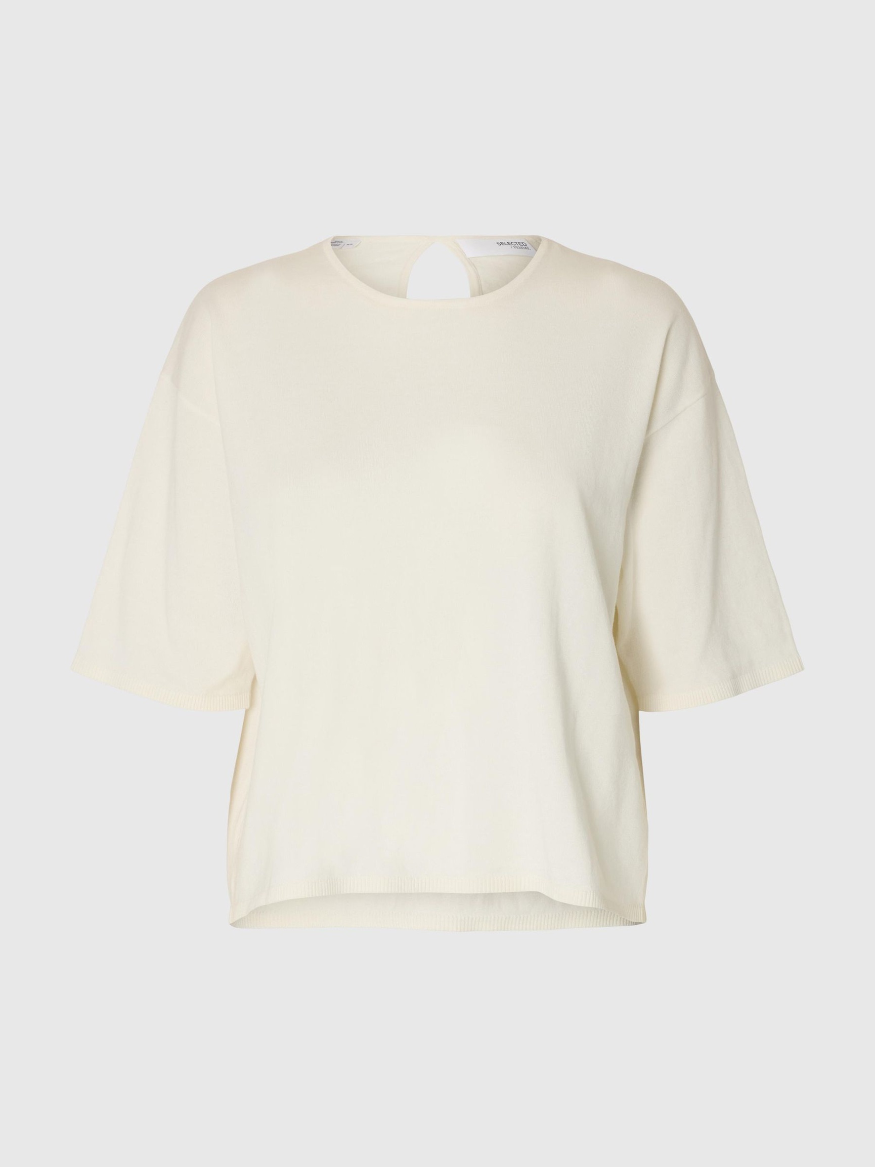COTTON 2/4 SLEEVED BLOUSE, Snow White, highres