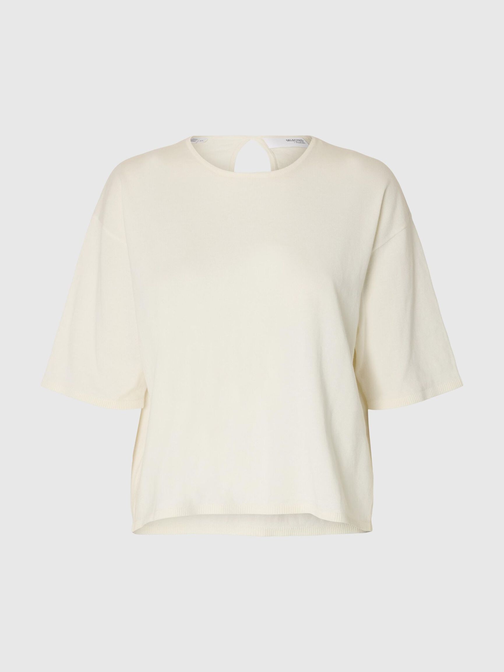 COTTON 2/4 SLEEVED BLOUSE, Snow White, highres