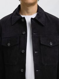 SUEDE OVERSHIRT, Black, highres