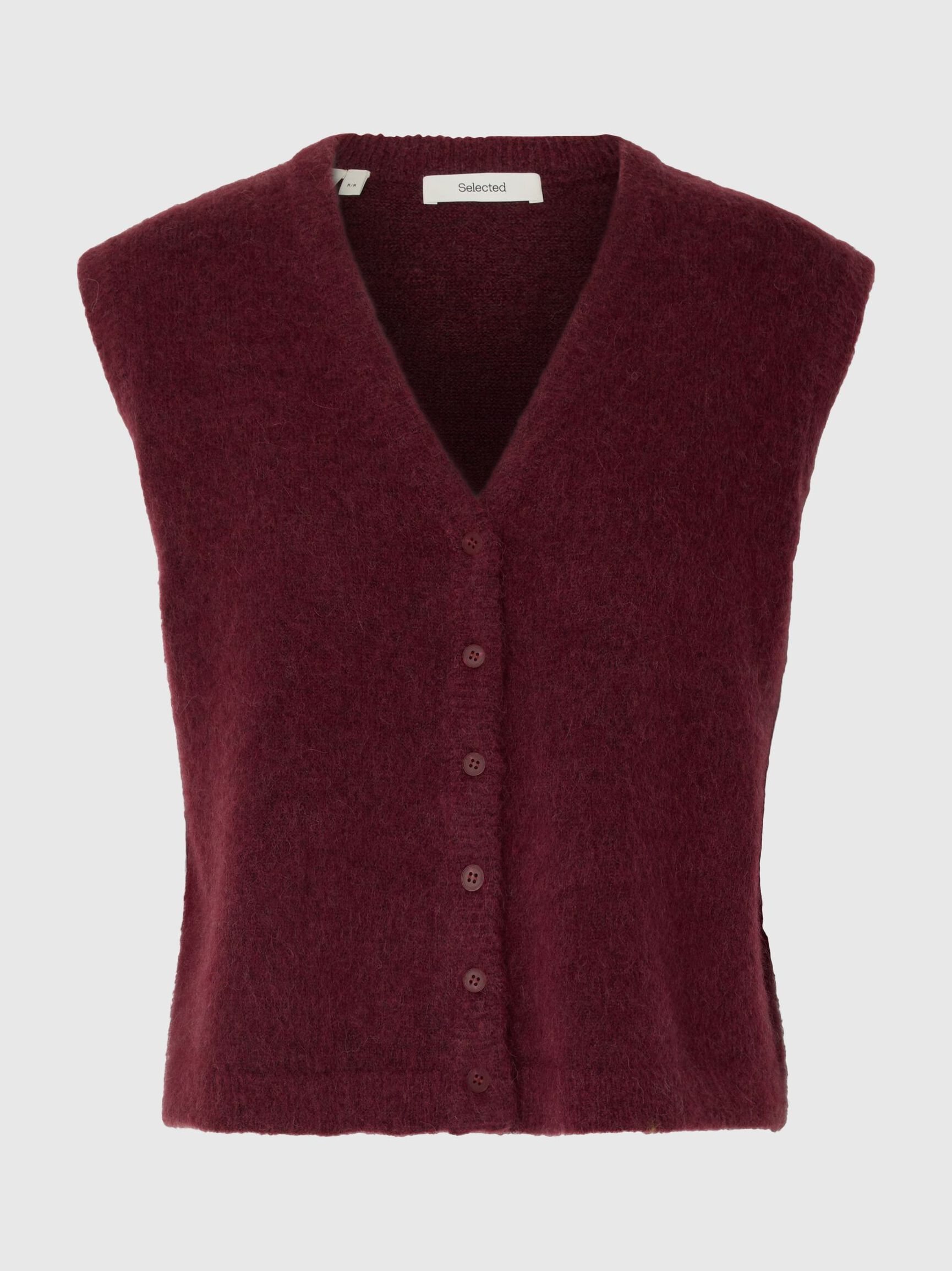 WOOL BLEND KNITTED VEST, Tawny Port, highres
