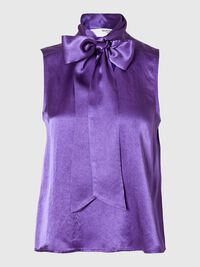 SATIN BOW NECK TOP, Liberty, highres