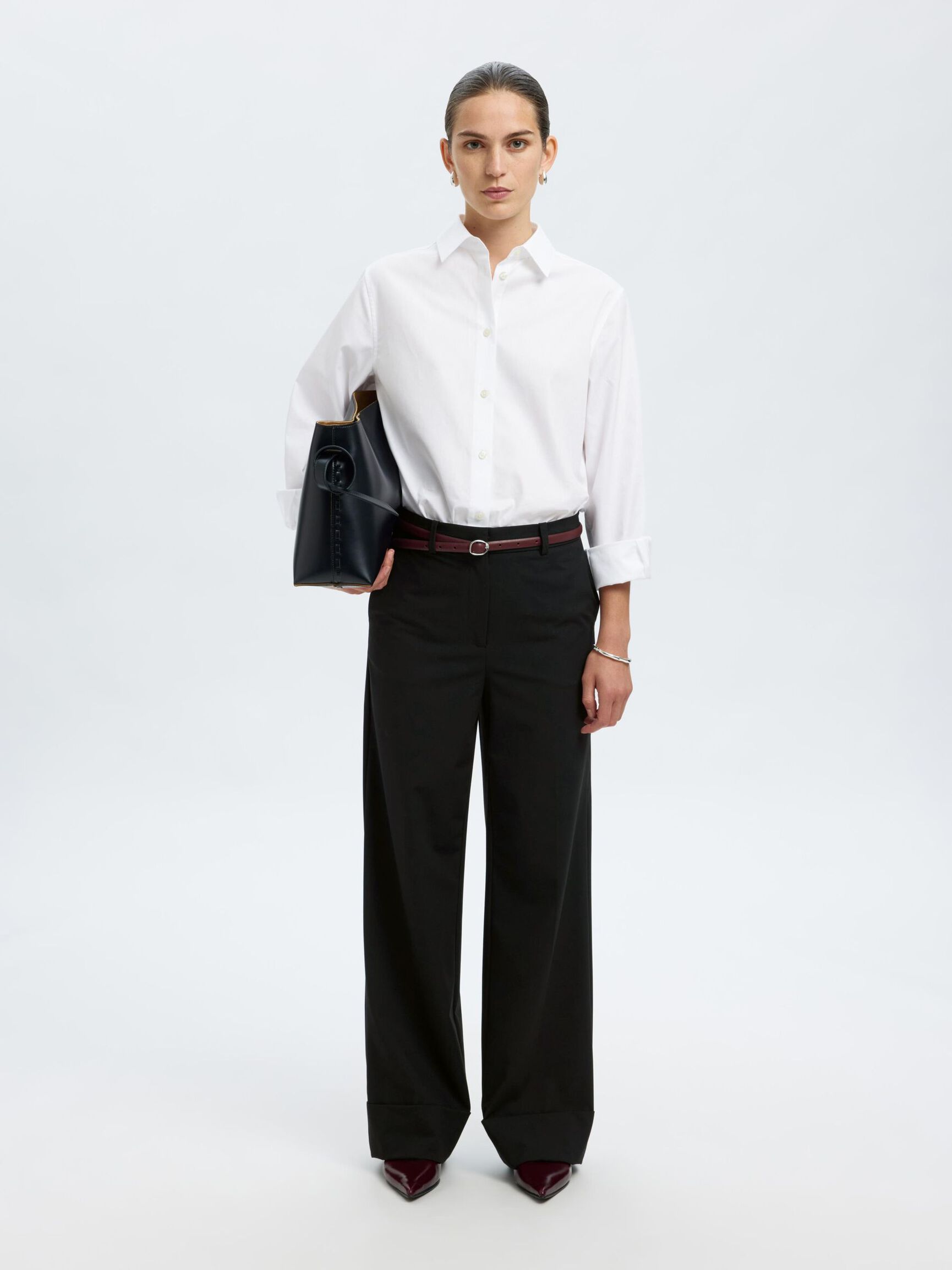 WIDE FIT PANTALON, Black, highres