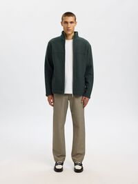 100% WOLL STRICKJACKE MIT REISSVERSCHLUSS, Deep Forest, highres