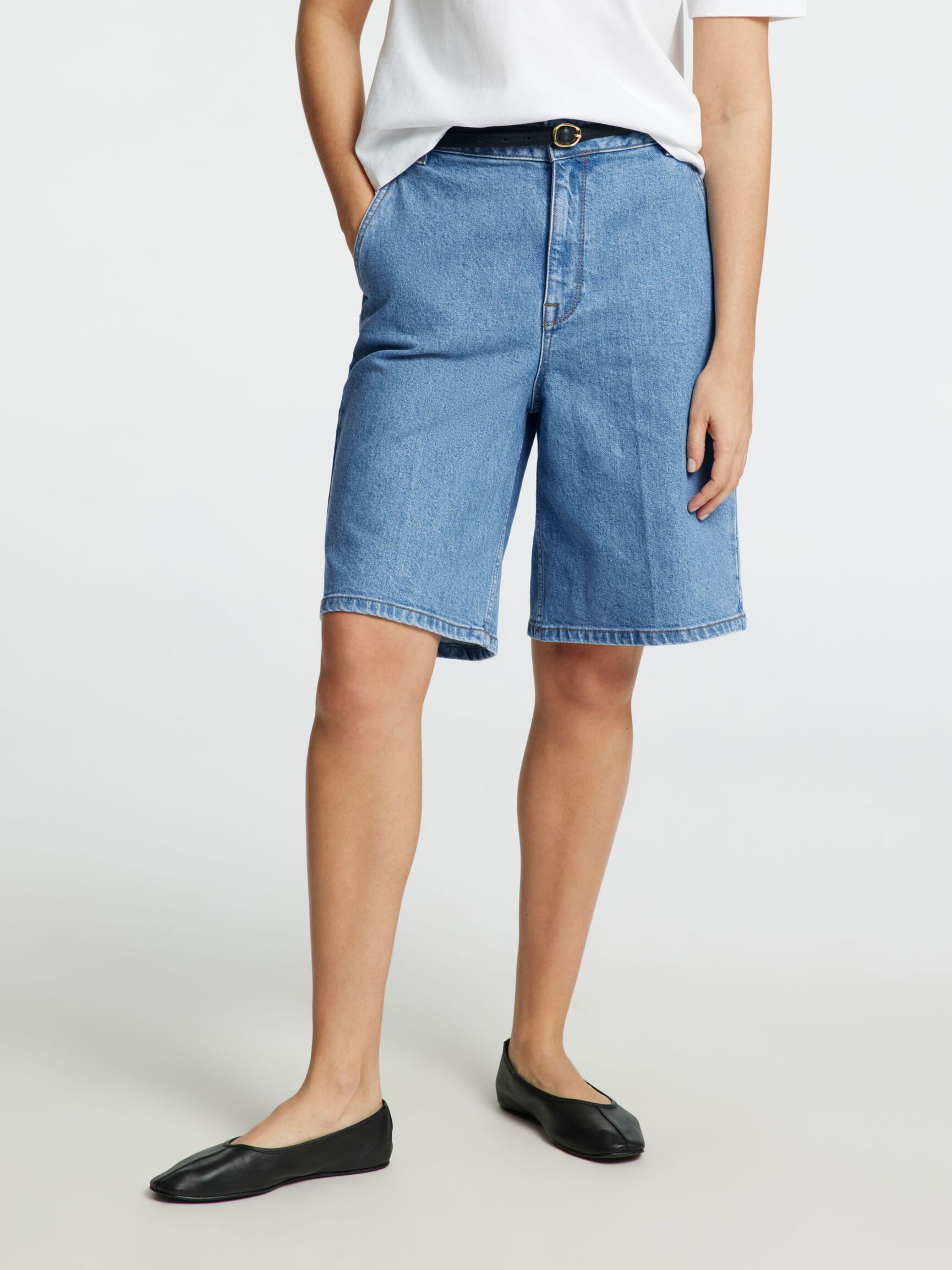 DENIM BERMUDA SHORTS, Medium Blue Denim, highres