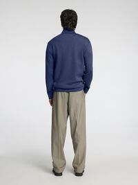 VISCOSE BLEND HALF ZIP SWEATSHIRT, Oceana, highres