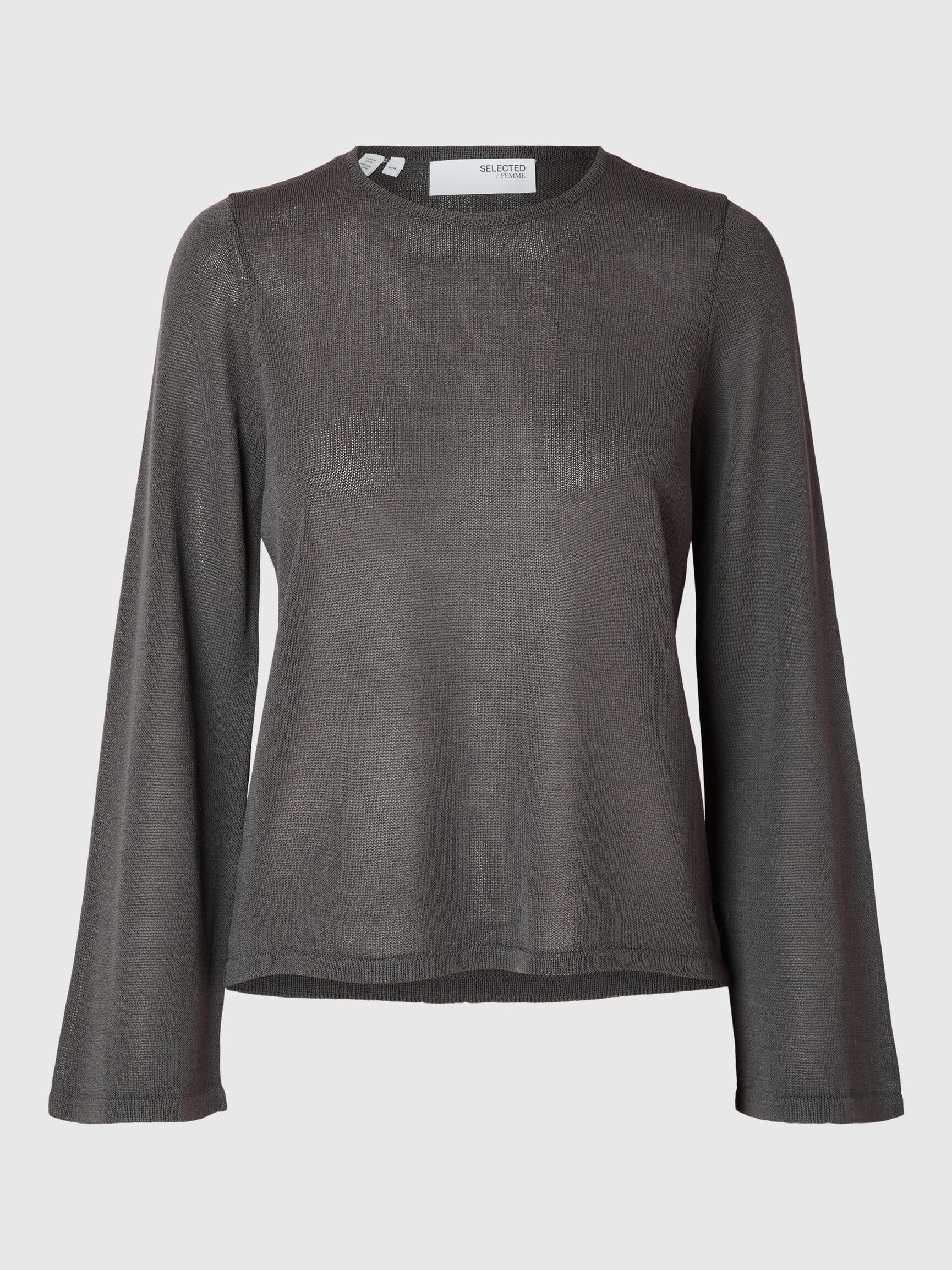 VISCOSE BLEND KNITTED TOP, Volcanic Ash, highres