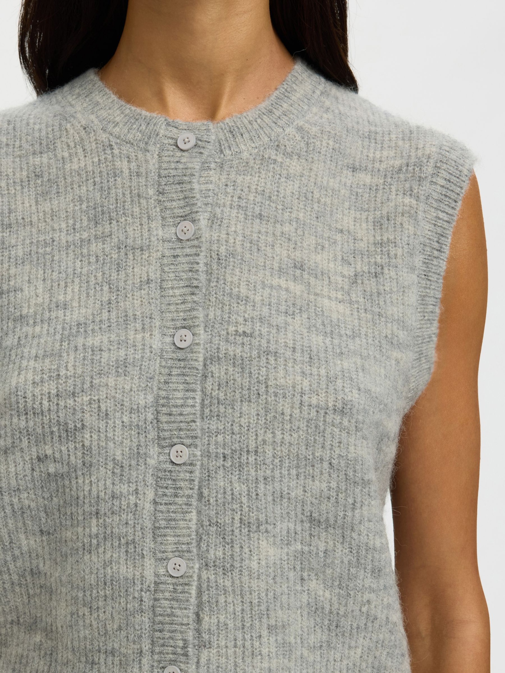 WOOL BLEND WAISTCOAT, Light Grey Melange, highres