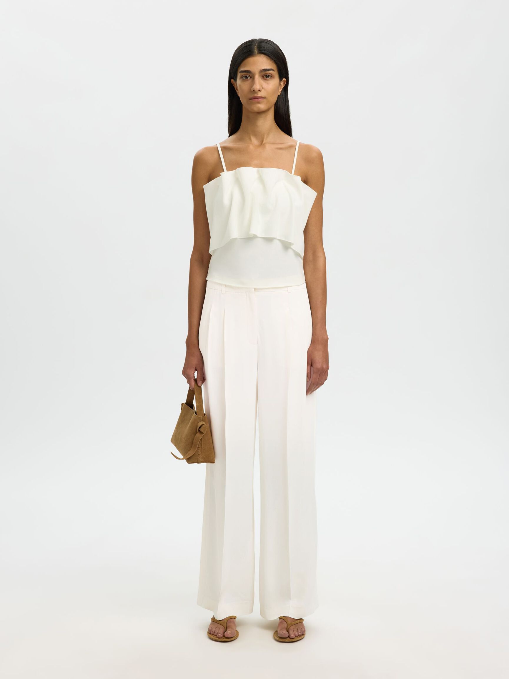 EXTRA WIJDE PASVORM BROEK, Egret, highres