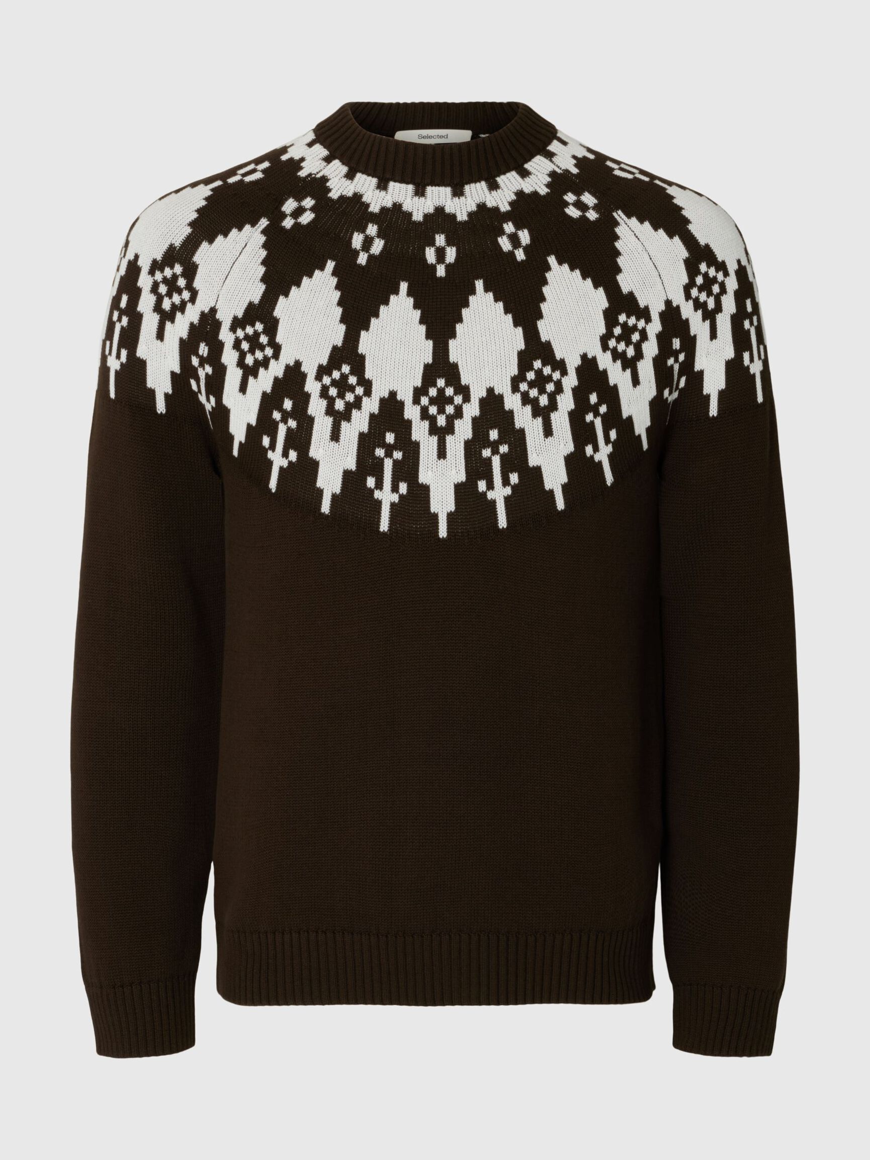 ORGANIC COTTON CREW NECK NORDIC JUMPER, Delicioso, highres