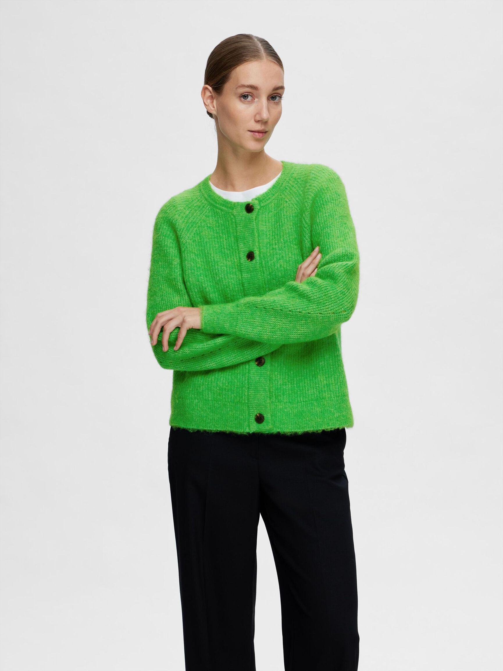 LANGÄRMELIGER STRICKJACKE, Classic Green, highres