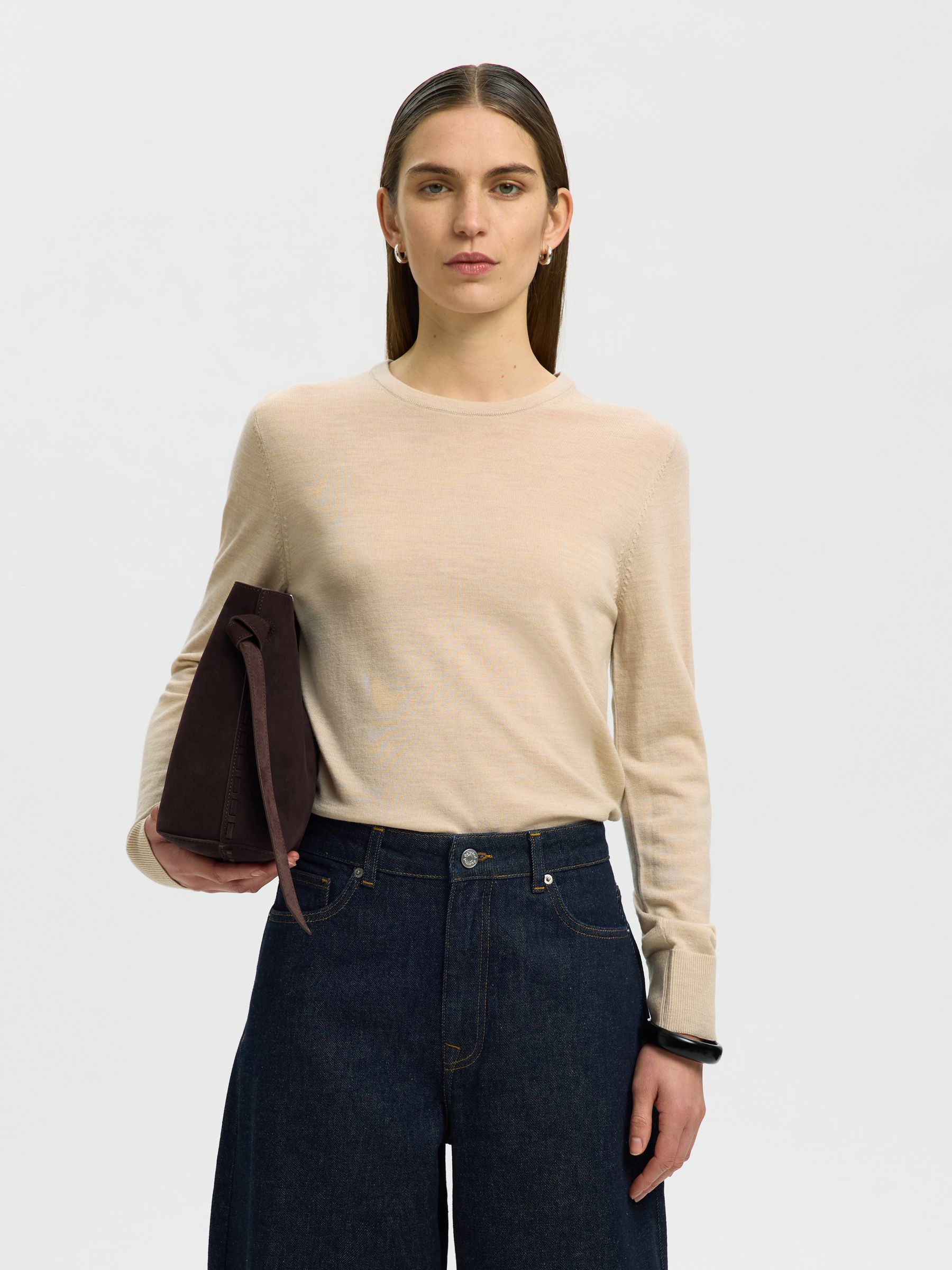 100% MERINO WOOL PULLOVER, Oatmeal, highres