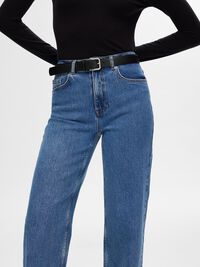 HIGH WAISTED WIDE LEG JEANS, Medium Blue Denim, highres