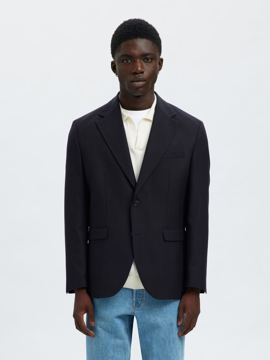 Product tile image - REGULAR FIT WOOL BLEND BLAZER, Dark Navy | 16098705_DarkNavy