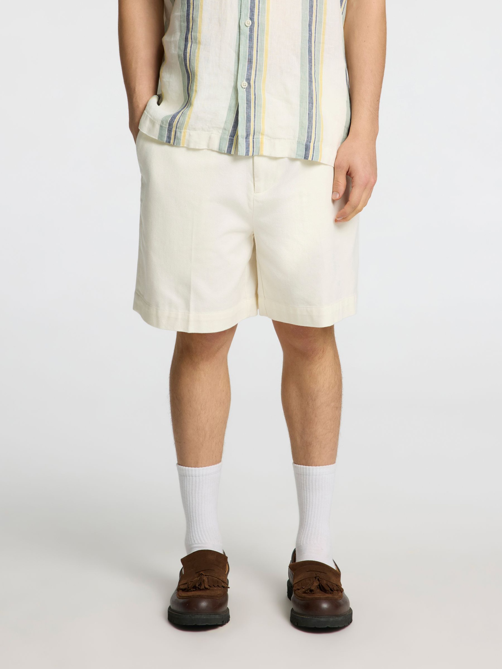 LOOSE FIT CHINO SHORTS, Egret, highres