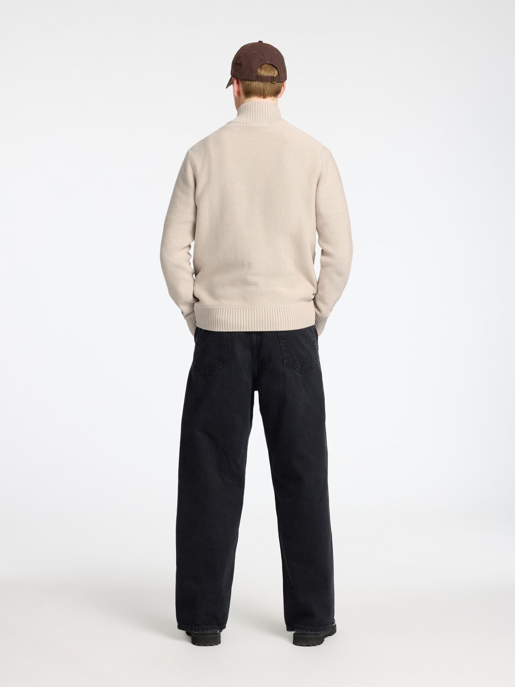 HALF-ZIP PULLOVER, Oatmeal, highres