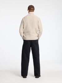 HALF-ZIP PULLOVER, Oatmeal, highres
