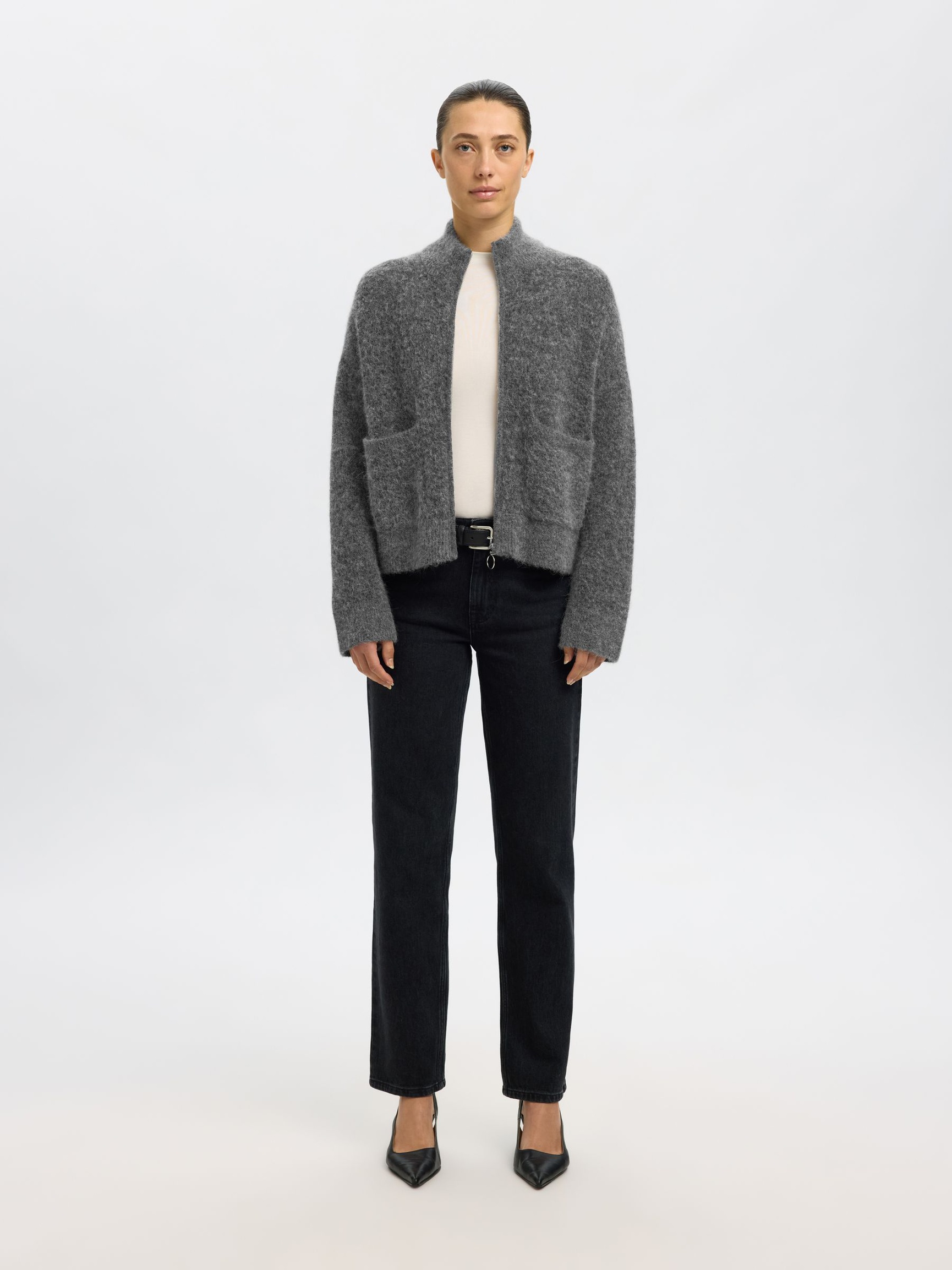 CARDIGAN, Medium Grey Melange, highres