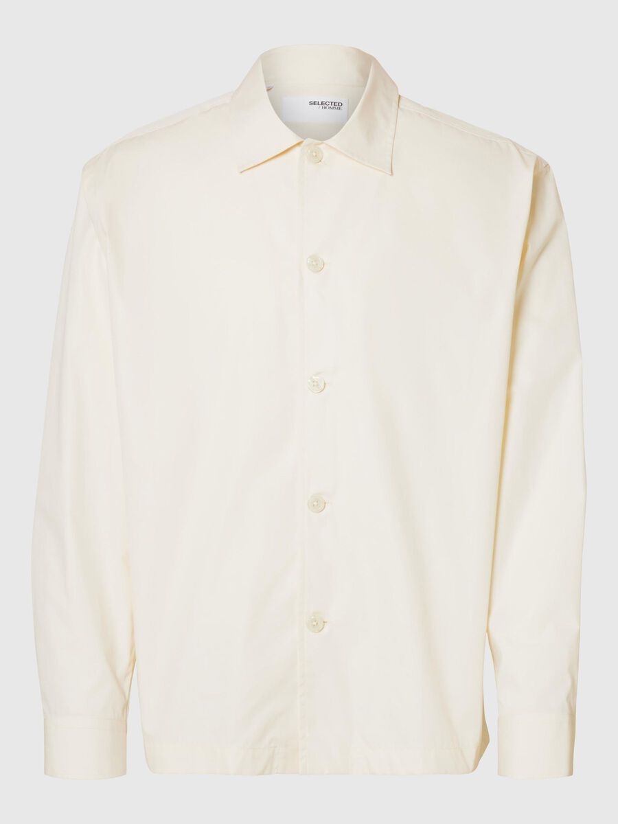 Selected 100% COTTON OVERSHIRT, Angora, highres - 16097827_Angora_001.jpg