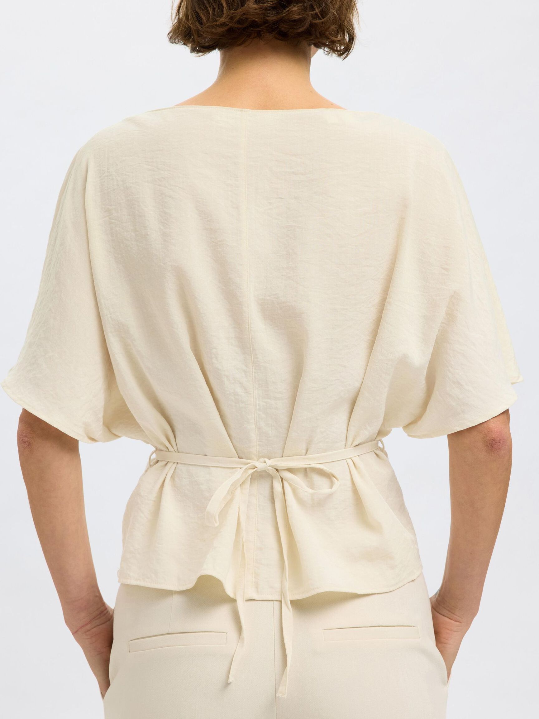 MEZCLA DE VISCOSA, EFECTO PLEGADO BLUSA, Birch, highres