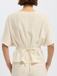 VISCOSE BLEND PLEATED  BLOUSE, Birch, highres