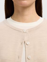 CARDIGAN A MAGLIA, Oatmeal, highres