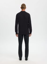 CABLE KNIT KNITTED JUMPER, Black, highres