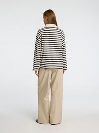 STRIPED  LONG-SLEEVED POLO, Birch, highres