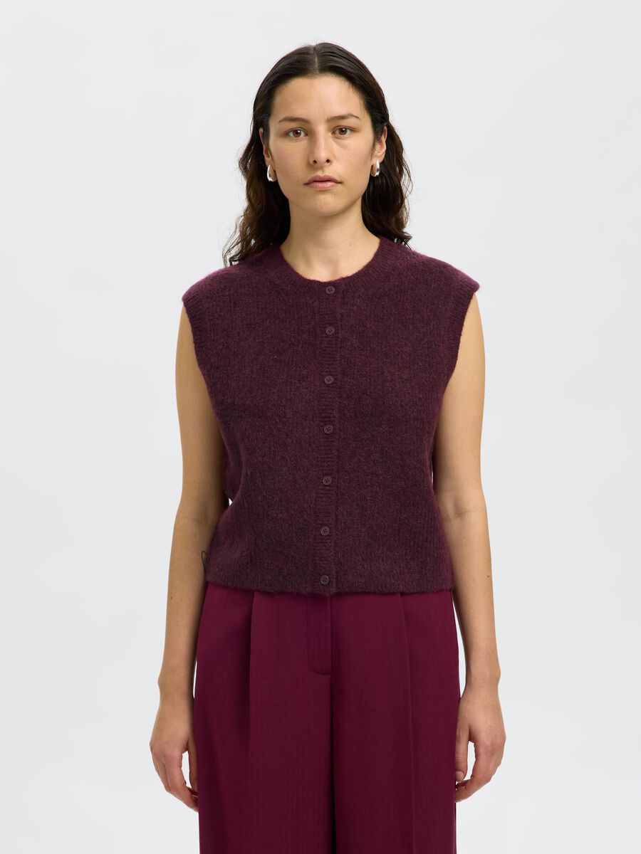 Product tile image - WOOL BLEND  KNITTED VEST, Fig | 16098808_Fig