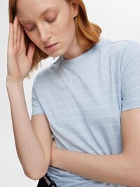 GESTREEPT KATOEN T-SHIRT, Cashmere Blue, highres