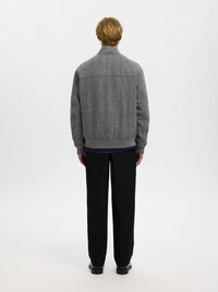 WOOL BLEND BOMBER JACKET, Dark Grey, highres