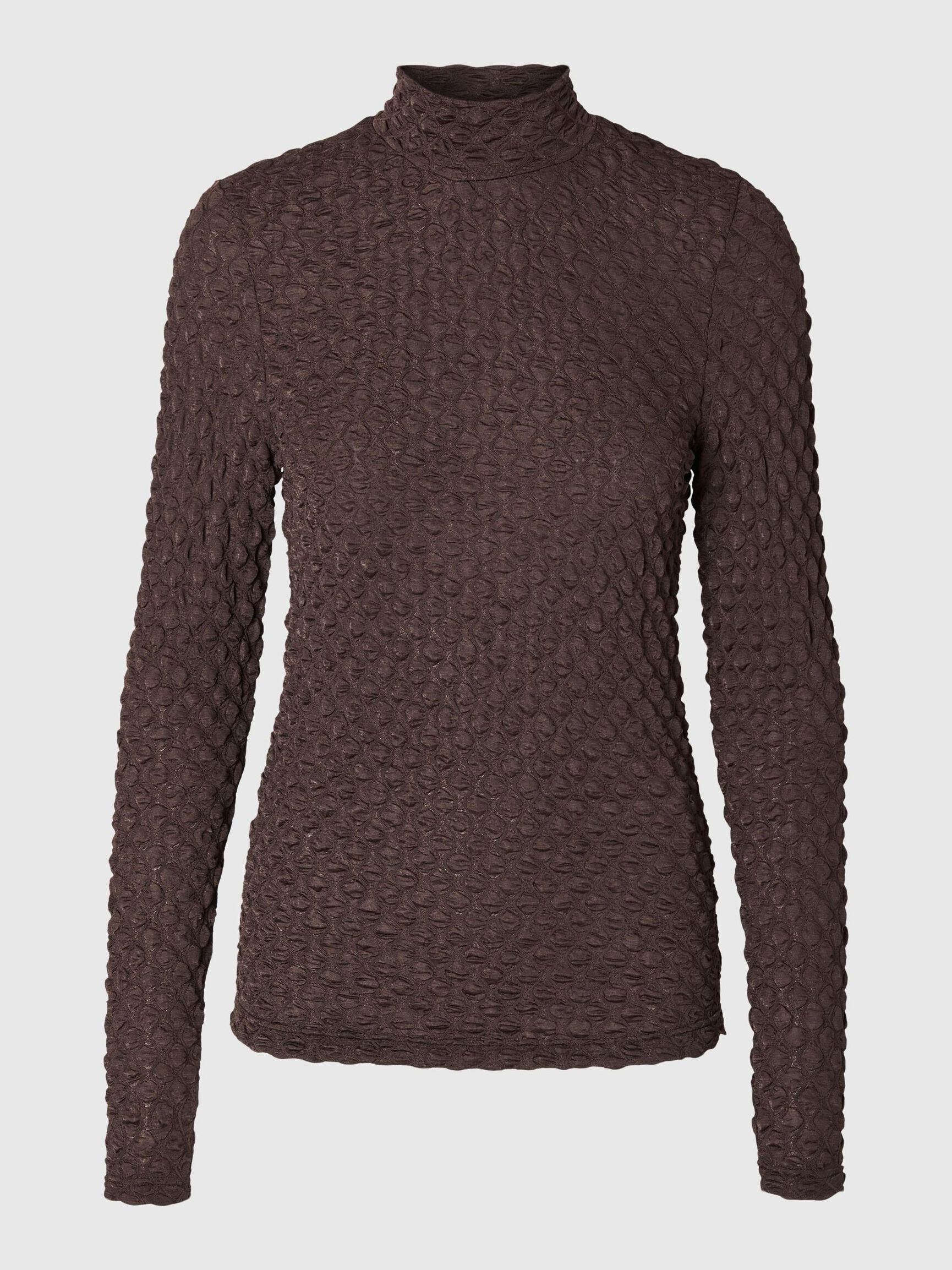 TEXTURED LONG SLEEVED TOP, Tobacco Brown, highres