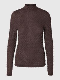TEXTURED LONG SLEEVED TOP, Tobacco Brown, highres