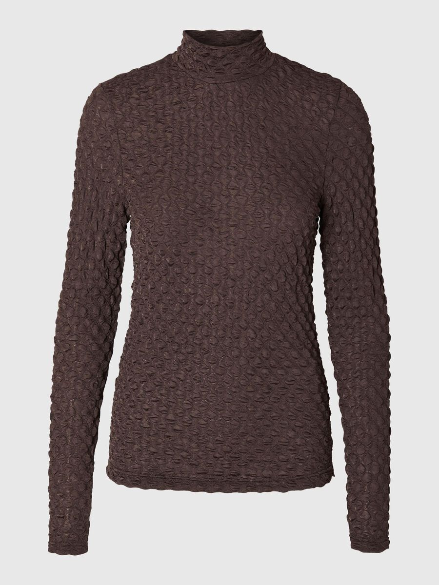 Selected TEXTURED LONG SLEEVED TOP, Tobacco Brown, highres - 16095443_TobaccoBrown_001.jpg