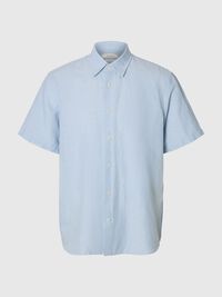 REGULAR FIT LINEN-BLEND SHIRT, Dusty Blue, highres