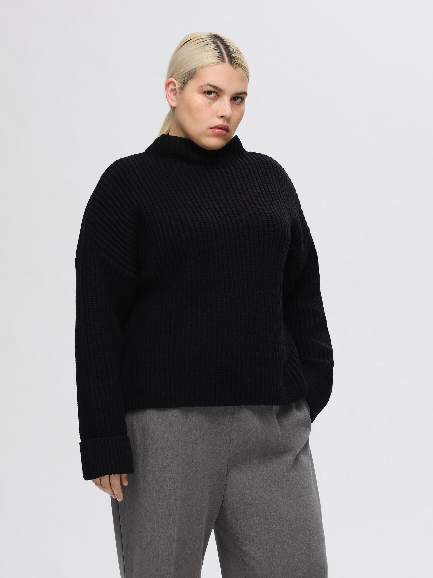 OVERSIZE PULLOVER, Black, highres