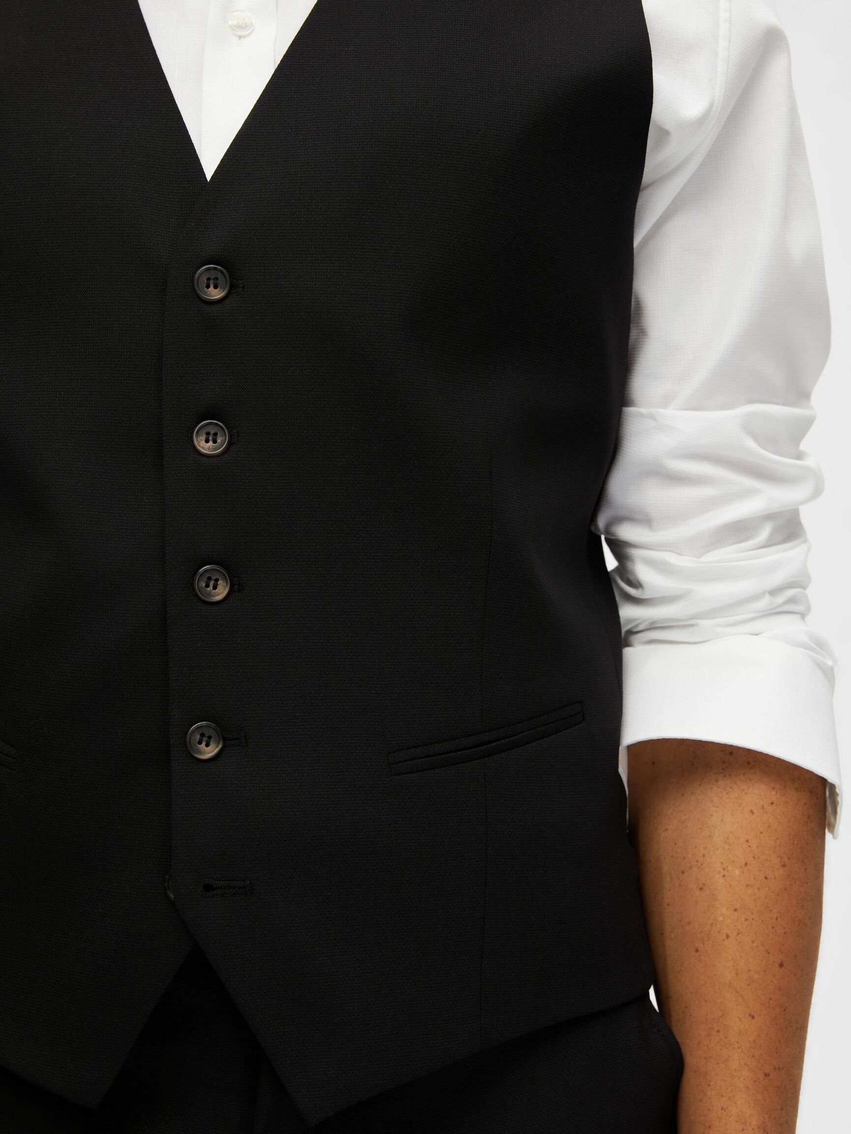 KLASSISK ULDBLANDING VEST, Black, highres