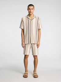 EN COTON RAYÉ SHORT, Egret, highres
