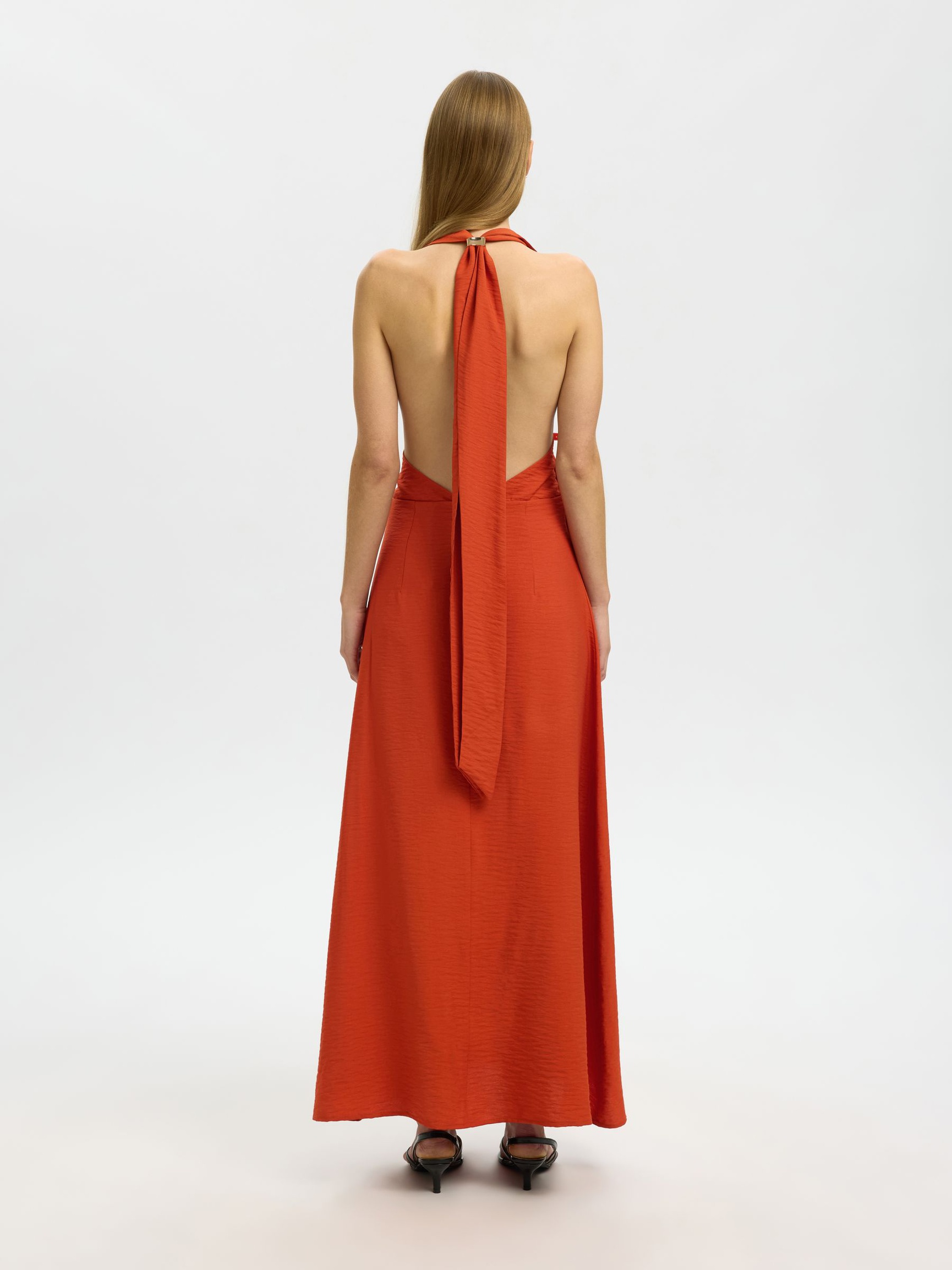 HALTERNECK MAXI DRESS, Potters Clay, highres