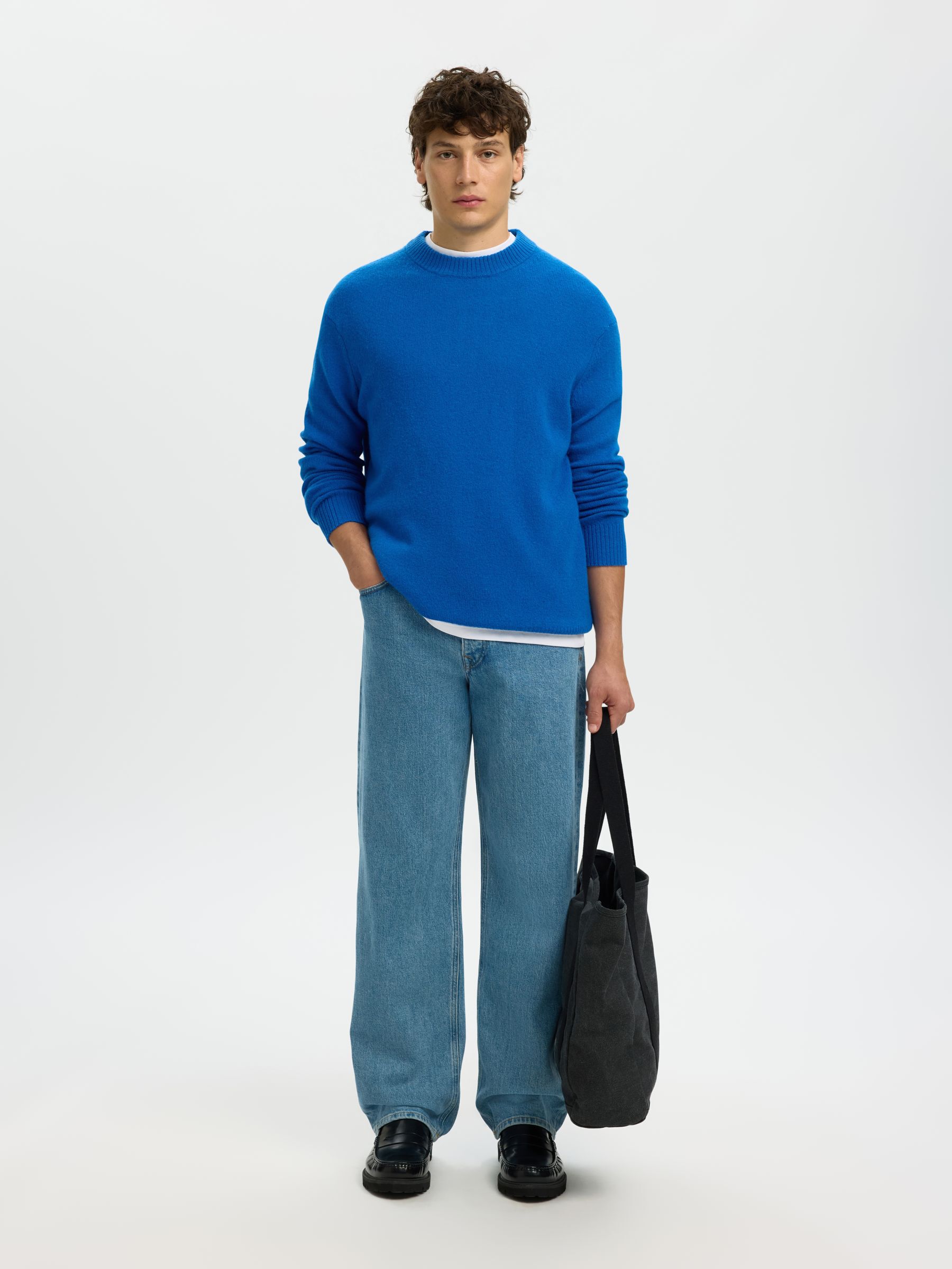 100% WOOL JUMPER, Victoria Blue, highres