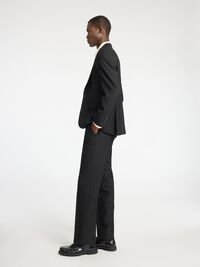 REGULAR FIT WOOL BLEND SUIT TROUSERS, Black, highres