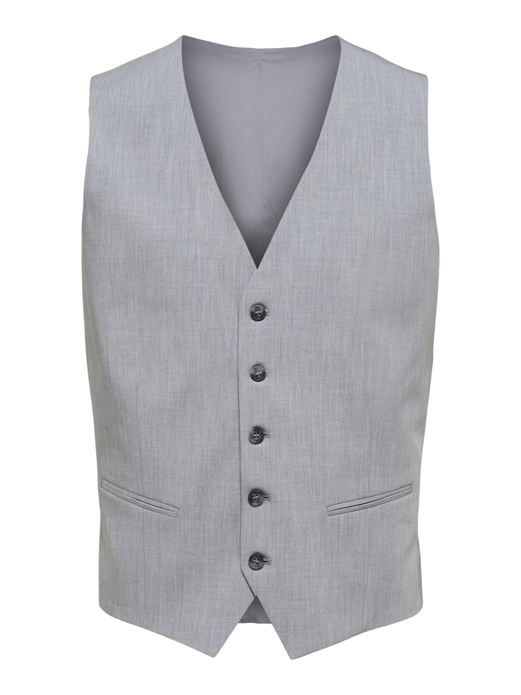 COUPE SLIM EN VISCOSE MÉLANGÉE GILET, Light Grey Melange, highres