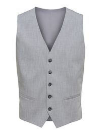 COUPE SLIM EN VISCOSE MÉLANGÉE GILET, Light Grey Melange, highres