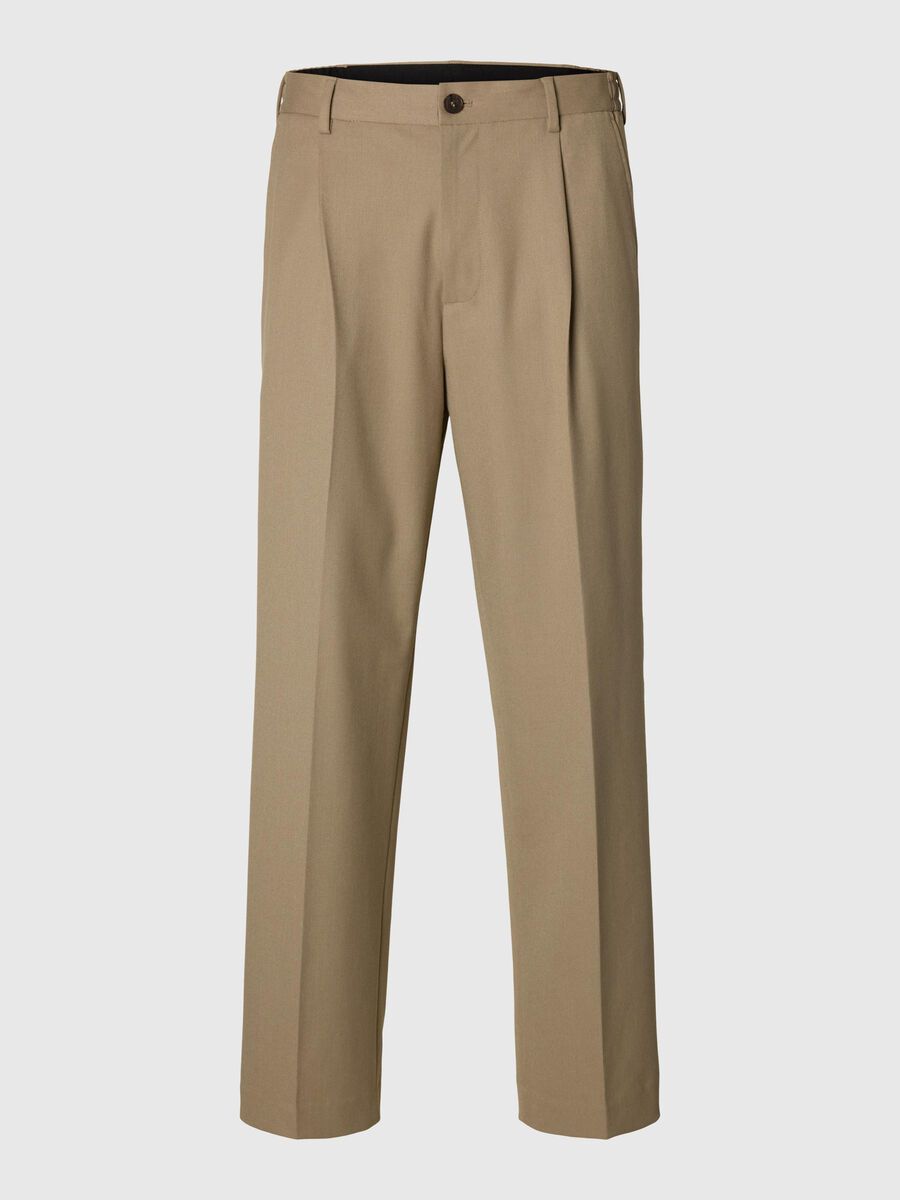 Selected 220 LOOSE FIT TROUSERS, Greige, highres - 16097529_Greige_001.jpg