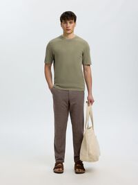 SLIM TAPERED LEINENMIX HOSE, Chocolate Torte, highres