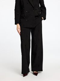 LEVEÄLAHKEISET HOUSUT, Black, highres
